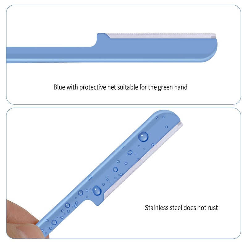 Mudder Women's Facial Razor Eyebrow Shaver Razor Brow Shaper Eyebrow Trimmer Dermaplaner Shaping Tool with Cover (Blue) - Image 3
